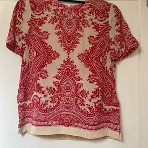 Madewell Red Boxy Blouse with Short Sleeves